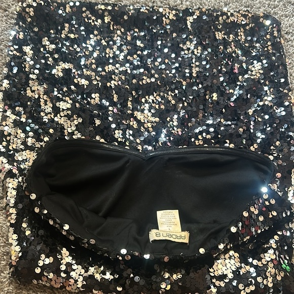 Arden B Black and Silver Sequin Strapless Mini Dress Small - Picture 5 of 7